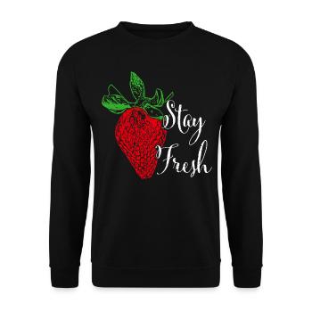 Stay Fresh Strawberry Fruits Fruit Vegetarian Vegan - Unisex Sweatshirt - black - Front - Alina (178cm) & Michal (187cm)