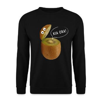 Kia Ora Kiwi New Zealand National Animal Bird Fruits - Unisex Sweatshirt - black - Front - Alina (178cm) & Michal (187cm)