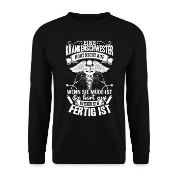 Krankenpfleger Krankenhaus Lustiges Krankenschwest - Unisex Pullover - Schwarz - Vorne - Alina (178cm) & Michal (187cm)
