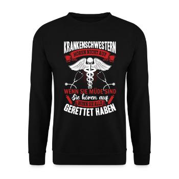Krankenschwester Krankenhaus Lustige Arzthelferin - Unisex Pullover - Schwarz - Vorne - Alina (178cm) & Michal (187cm)