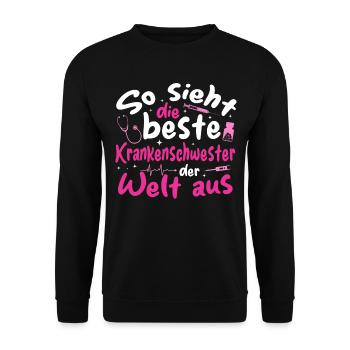 Beste Krankenschwester der Welt - Krankenschwester - Unisex Pullover - Schwarz - Vorne - Alina (178cm) & Michal (187cm)