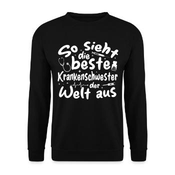Beste Krankenschwester der Welt - Arzthelferin - Unisex Pullover - Schwarz - Vorne - Alina (178cm) & Michal (187cm)