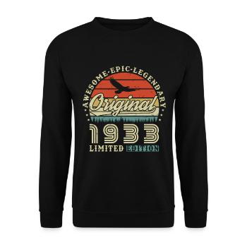 Vintage 1933 Vintage cadeau d’anniversaire rétro - Sweat-shirt Unisexe - noir - Devant - Alina (178cm) & Michal (187cm)