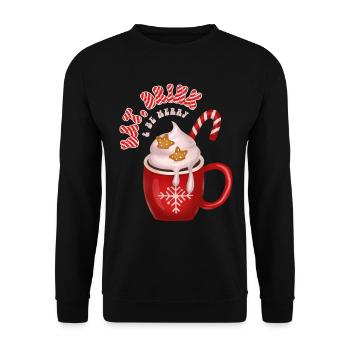 ESSEN, TRINKEN, FRÖHLICH SEIN, WEIHNACHTSGESCHENKE - Unisex Pullover - Schwarz - Vorne - Alina (178cm) & Michal (187cm)
