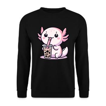 Axolotl Tea Iced Tea Amphibian Kawaii Anime - Unisex Sweatshirt - black - Front - Alina (178cm) & Michal (187cm)