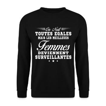 Meilleures femmes deviennent Surveillantes humour - Sweat-shirt Unisexe - noir - Devant - Alina (178cm) & Michal (187cm)
