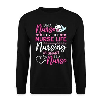 Infirmière d’hôpital - Je suis infirmière. J’aime l’infirmière Li - Sweat-shirt Unisexe - noir - Devant - Alina (178cm) & Michal (187cm)