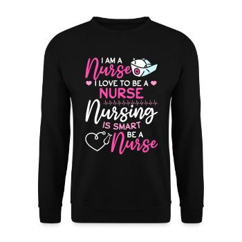 Infirmière d’hôpital - Je suis infirmière. J’aime être une infirmière - Sweat-shirt Unisexe - noir - Devant - Alina (178cm) & Michal (187cm)