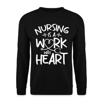 Les soins infirmiers sont un travail avec le cœur - Infirmière autorisée - Sweat-shirt Unisexe - noir - Devant - Alina (178cm) & Michal (187cm)