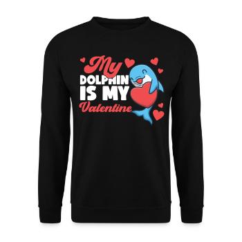 Dolphin Valentines Day My Dolphin - Unisex Pullover - Schwarz - Vorne - Alina (178cm) & Michal (187cm)