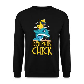 Dolphin Chicken Dolphin Chick - Unisex Pullover - Schwarz - Vorne - Alina (178cm) & Michal (187cm)