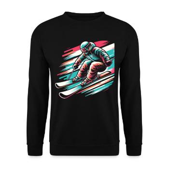 Winter Thrill: Skiers in the Snow - Unisex Sweatshirt - black - Front - Alina (178cm) & Michal (187cm)