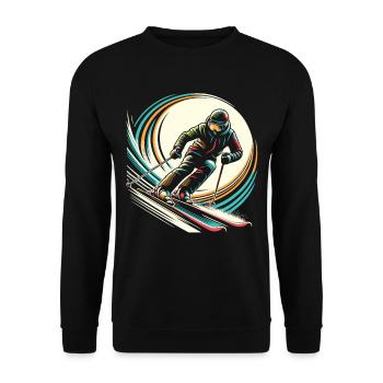 Pistenheld: Skifahrer in Aktion - Unisex Pullover - Schwarz - Vorne - Alina (178cm) & Michal (187cm)