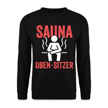 Wellness Saunagänger Saunieren Saunierer Sauna - Unisex Pullover - Schwarz - Vorne - Alina (178cm) & Michal (187cm)