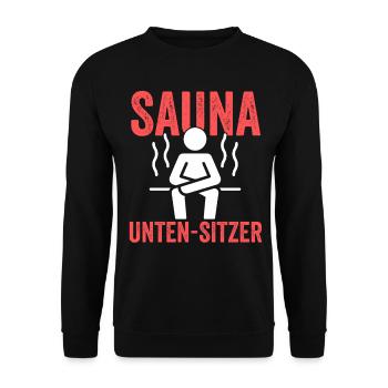 Wellness Saunagänger Saunieren Saunierer Sauna - Unisex Pullover - Schwarz - Vorne - Alina (178cm) & Michal (187cm)
