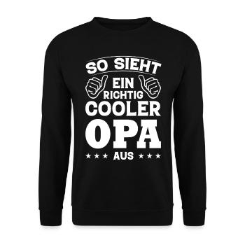 So Sieht Ein Richtig Cooler Opa Aus Geschenk - Unisex Pullover - Schwarz - Vorne - Alina (178cm) & Michal (187cm)