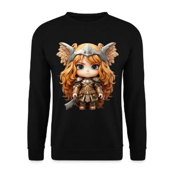 Anja die stolze Wikinger Kriegerin. - Unisex Pullover - Schwarz - Vorne - Alina (178cm) & Michal (187cm)