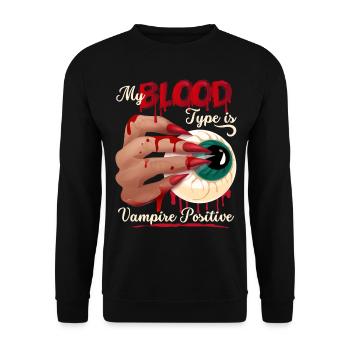 Vampir Blut, Blutsauger lustiger Spruch - Unisex Pullover - Schwarz - Vorne - Alina (178cm) & Michal (187cm)