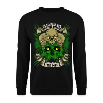 Totenköpfe, Skull, lustiger Spruch, Totenschädel - Unisex Pullover - Schwarz - Vorne - Alina (178cm) & Michal (187cm)