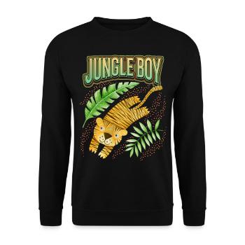 Kawaii Tiger, handgemalt, lustiger Tiger Spruch - Unisex Pullover - Schwarz - Vorne - Alina (178cm) & Michal (187cm)