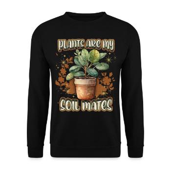 Flower Pot with Rubber Tree, Funny Plants Saying - Unisex Sweatshirt - black - Front - Alina (178cm) & Michal (187cm)