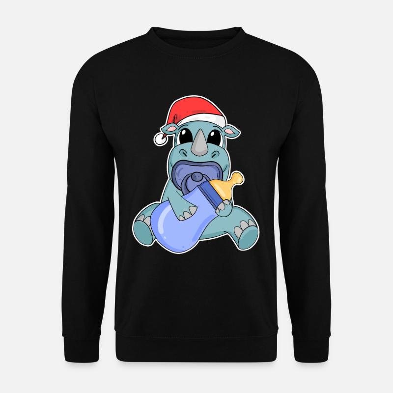 Rhinocéros bébé Noël - Sweat-shirt Unisexe - noir