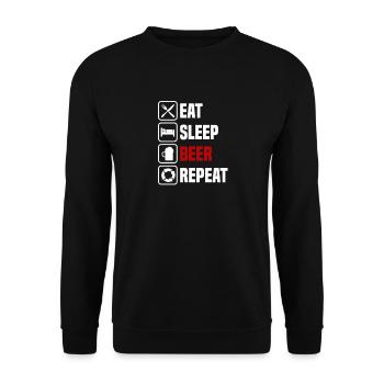 Eat, sleep, beer, repeat - Unisex Sweatshirt - black - Front - Alina (178cm) & Michal (187cm)