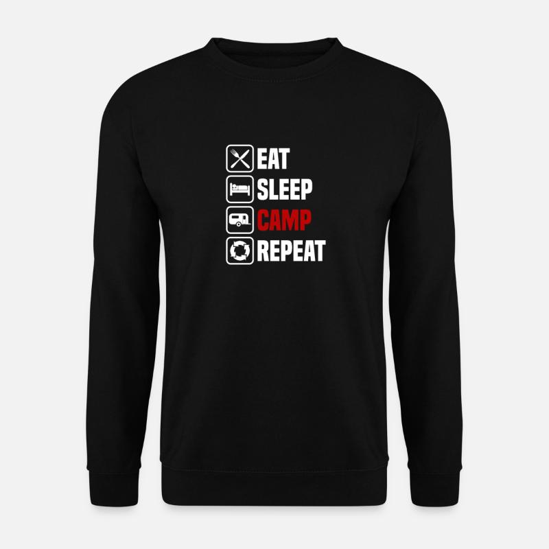 Eat, sleep, camp, repeat - Unisex Sweatshirt - black