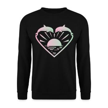 Dolphin Heart Sunset - Unisex Sweatshirt - black - Front - Alina (178cm) & Michal (187cm)