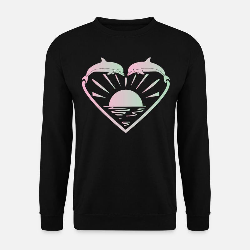 Dolphin Heart Sunset - Unisex Sweatshirt - black