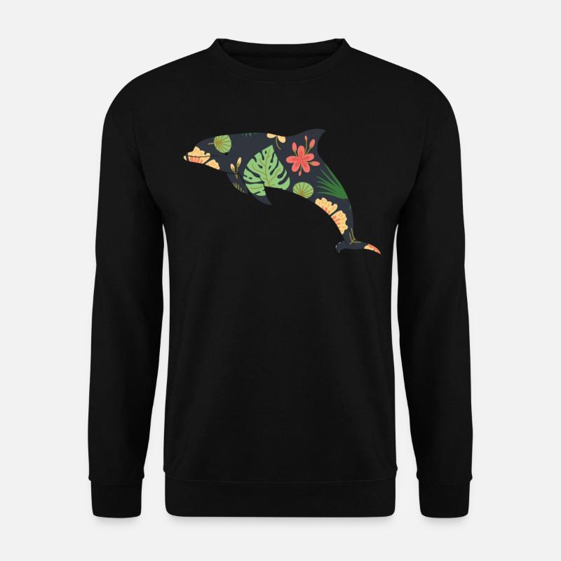 Dauphin Fleur Tropicale Floral - Sweat-shirt Unisexe - noir