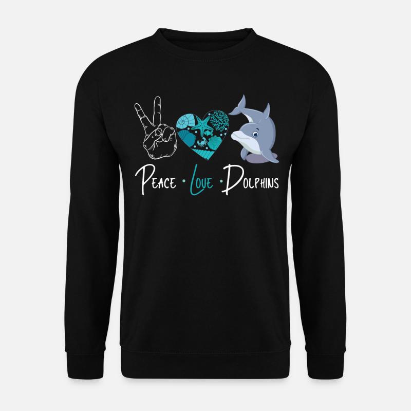 Dolphin Peace Love Dolphin - Unisex Sweatshirt - black