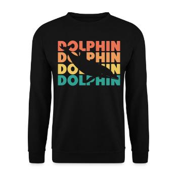 Dolphin Retro Vintage Dolphin - Unisex Pullover - Schwarz - Vorne - Alina (178cm) & Michal (187cm)