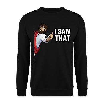 I saw That Jesus - Unisex Sweatshirt - black - Front - Alina (178cm) & Michal (187cm)