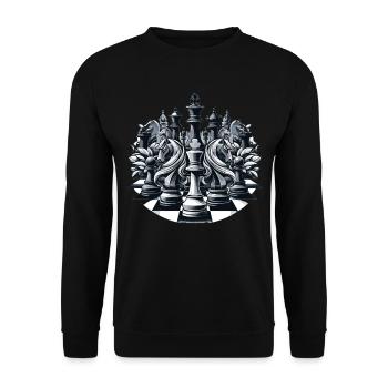 LineArt Schachzug Schach Geschenk - Unisex Pullover - Schwarz - Vorne - Alina (178cm) & Michal (187cm)