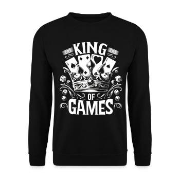 Herrscher des Kartenspiels: Krone und Skat - Unisex Pullover - Schwarz - Vorne - Alina (178cm) & Michal (187cm)