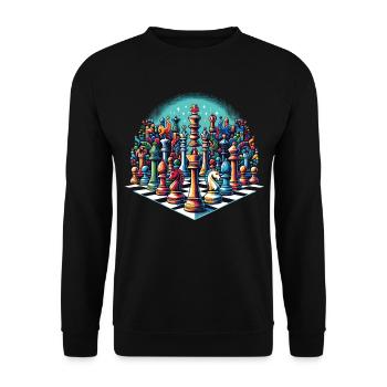 Jeu d’échecs rétro jeu d’échecs cadeau - Sweat-shirt Unisexe - noir - Devant - Alina (178cm) & Michal (187cm)