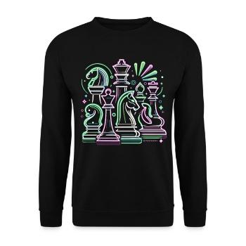 Neon Chess Futurism Chess T-shirt joueur d’échecs - Sweat-shirt Unisexe - noir - Devant - Alina (178cm) & Michal (187cm)