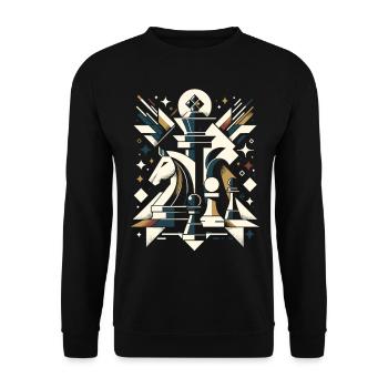 Conception géométrique du maître d’échecs - Sweat-shirt Unisexe - noir - Devant - Alina (178cm) & Michal (187cm)