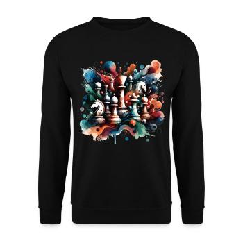 Picturesque Chess Pieces Shirt Chess Gift - Unisex Sweatshirt - black - Front - Alina (178cm) & Michal (187cm)