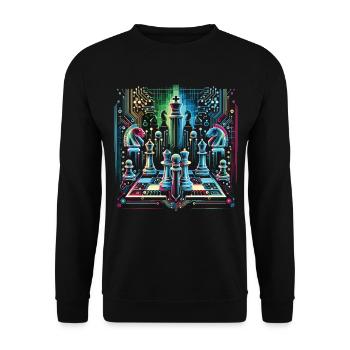 Glowing Neon Chess Design - Unisex Sweatshirt - black - Front - Alina (178cm) & Michal (187cm)