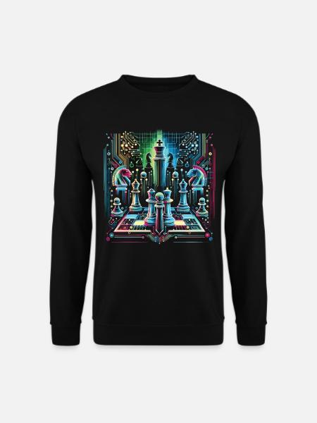 Leuchtendes Neon-Schach-Design - Unisex Pullover - Schwarz