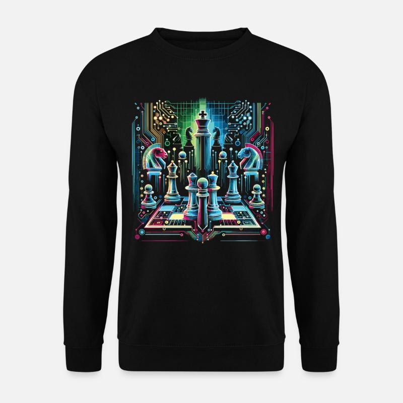 Glowing Neon Chess Design - Unisex Sweatshirt - black