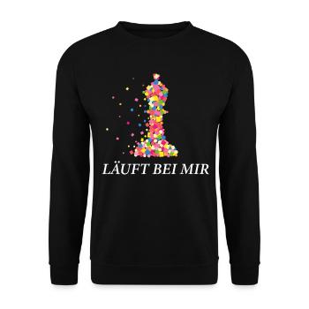Läuft bei mir Schach Schachtunier Schachspielerin - Unisex Pullover - Schwarz - Vorne - Alina (178cm) & Michal (187cm)