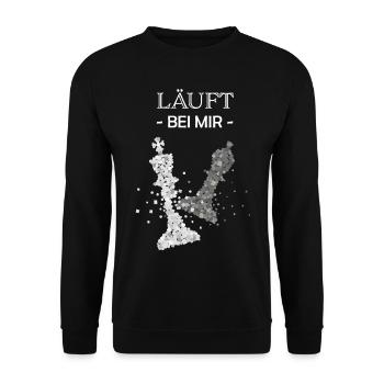 Läuft bei mir Schach Schachspieler Schachspielerin - Unisex Pullover - Schwarz - Vorne - Alina (178cm) & Michal (187cm)