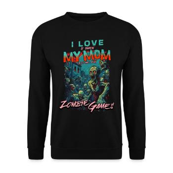 I love my Mom Zombie video games for gamers - Unisex Sweatshirt - black - Front - Alina (178cm) & Michal (187cm)