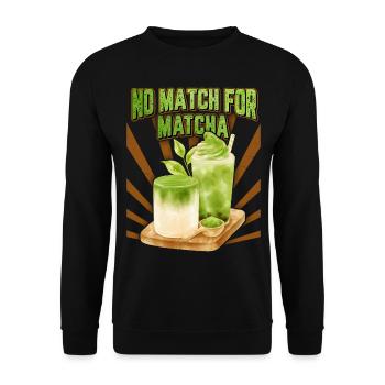 Matcha Tee, Matcha Latte lustiger Spruch, Pun - Unisex Pullover - Schwarz - Vorne - Alina (178cm) & Michal (187cm)