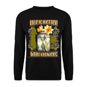 Daffodil, Daffodil, Vintage Botanical Flower - Unisex Sweatshirt - black - Front - Alina (178cm) & Michal (187cm)