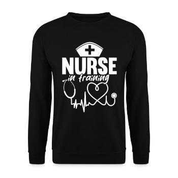Funny Nurse Nursing - Nurse In Training - Unisex Sweatshirt - black - Front - Alina (178cm) & Michal (187cm)