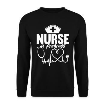 Funny Nurse Nursing - Nurse In Progress - Unisex Sweatshirt - black - Front - Alina (178cm) & Michal (187cm)